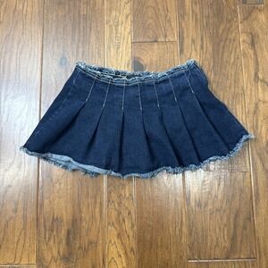 Y2K Micro Mini Skort Jean Denim Pleated Short Skirt Bimbo‎ Academia Cosplay S